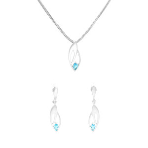 Komplet z błękitną cyrkonią srebro