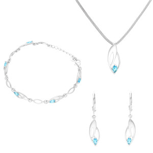 Komplet z błękitnymi cyrkoniami srebro