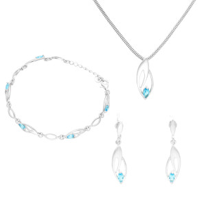 Komplet z błękitnymi cyrkoniami srebro