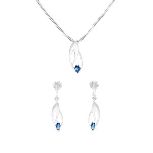 Komplet z szafirowymi cyrkoniami srebro