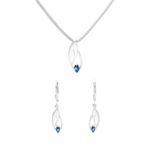 Komplet z szafirowymi cyrkoniami srebro