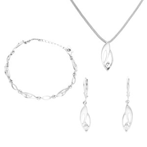 Komplet z białymi cyrkoniami srebro