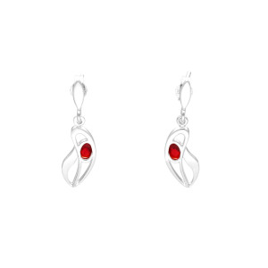 Kolczyki z rubinową cyrkonią srebro
