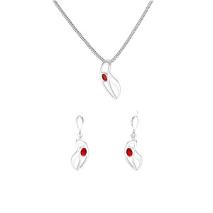 Komplet z rubinowymi cyrkoniami srebro