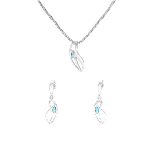 Komplet z błękitnymi cyrkoniami srebro