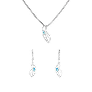 Komplet z błękitnymi cyrkoniami srebro