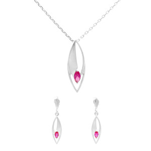 Komplet z rubinowymi cyrkoniami srebro