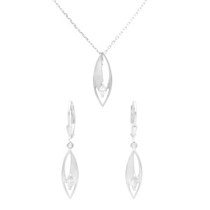 Komplet z białymi cyrkoniami łezki srebro