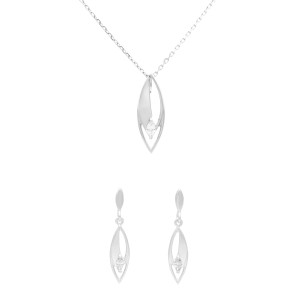 Komplet z białymi cyrkoniami łezki srebro