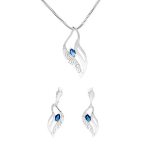 Komplet z szafirowymi cyrkoniami srebro