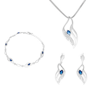 Komplet z szafirowymi cyrkoniami srebro