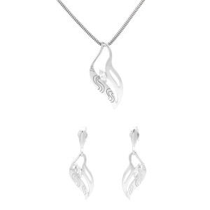 Komplet z białymi cyrkoniami srebro