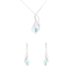 Komplet z błękitnymi cyrkoniami srebro
