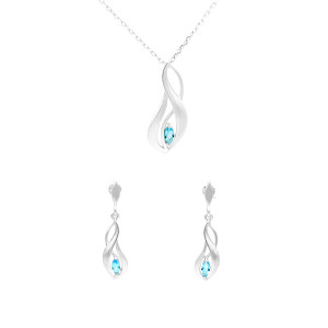 Komplet z błękitnymi cyrkoniami srebro