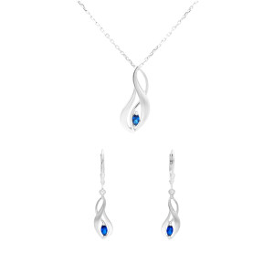 Komplet z szafirowymi cyrkoniami srebro