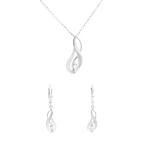 Komplet z białymi cyrkoniami srebro