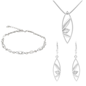 Komplet z białymi cyrkoniami łezki srebro