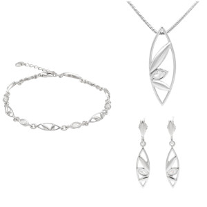 Komplet z białymi cyrkoniami łezki srebro