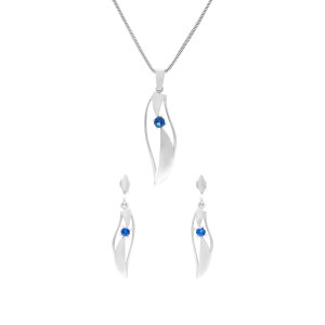 Komplet z szafirowymi cyrkoniami srebro