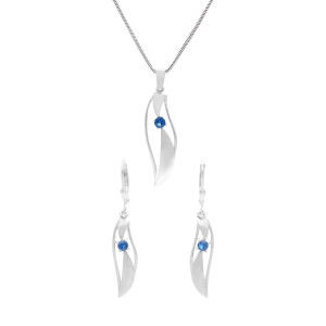 Komplet z szafirowymi cyrkoniami srebro