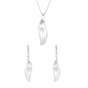 Komplet z białymi cyrkoniami srebro