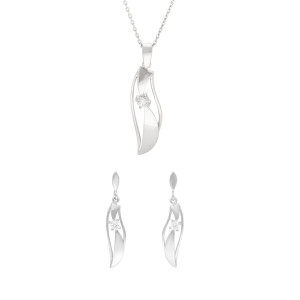 Komplet z białymi cyrkoniami srebro