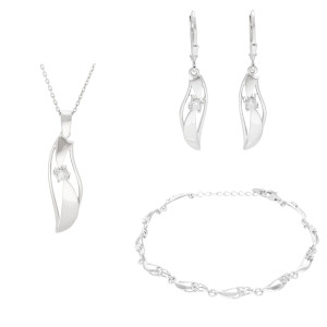 Komplet z białymi cyrkoniami srebro