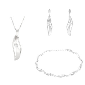 Komplet z białymi cyrkoniami srebro