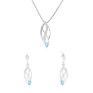 Komplet z błękitnymi cyrkoniami srebro