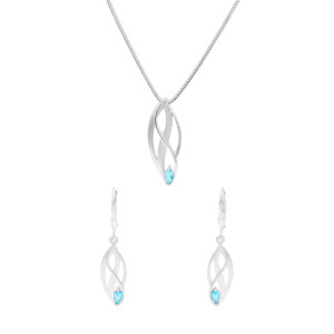 Komplet z błękitnymi cyrkoniami srebro