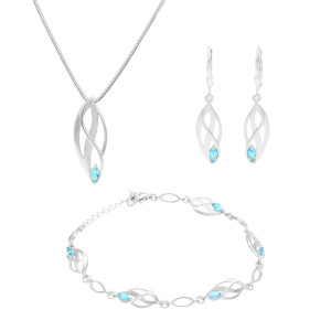 Komplet z błękitnymi cyrkoniami srebro