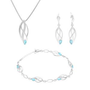 Komplet z błękitnymi cyrkoniami srebro