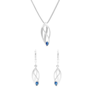 Komplet z szafirowymi cyrkoniami srebro