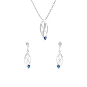 Komplet z szafirowymi cyrkoniami srebro