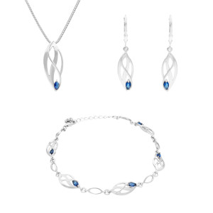 Komplet z szafirowymi cyrkoniami srebro