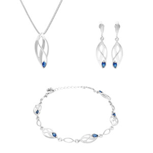 Komplet z szafirowymi cyrkoniami srebro