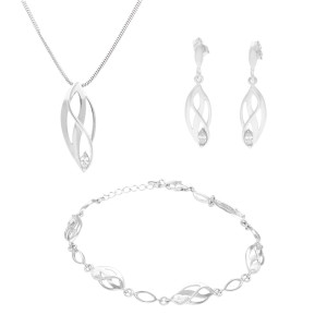Komplet z białymi cyrkoniami srebro
