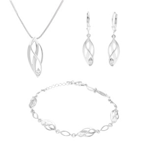 Komplet z białymi cyrkoniami srebro