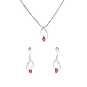 Komplet z rubinowymi cyrkoniami srebro