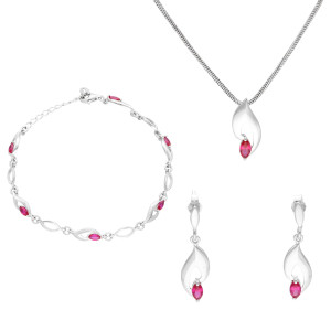 Komplet z rubinowymi cyrkoniami srebro