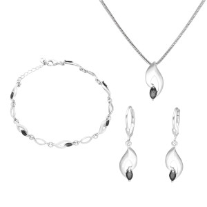 Komplet z czarnymi cyrkoniami srebro