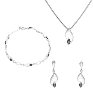 Komplet z czarnymi cyrkoniami srebro