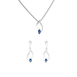 Komplet z szafirowymi cyrkoniami srebro