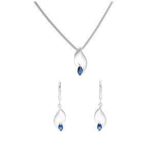 Komplet z szafirowymi cyrkoniami srebro