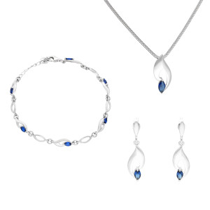Komplet z szafirowymi cyrkoniami srebro