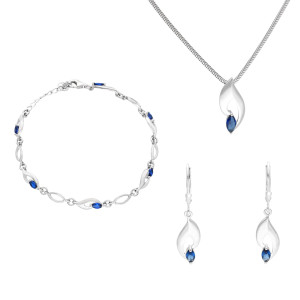 Komplet z szafirowymi cyrkoniami srebro