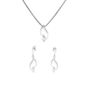 Komplet z białymi cyrkoniami srebro
