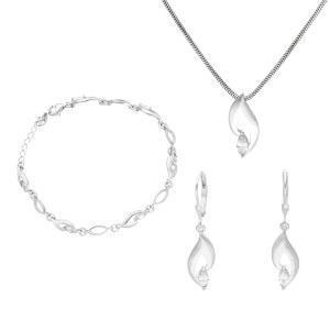 Komplet z białymi cyrkoniami srebro
