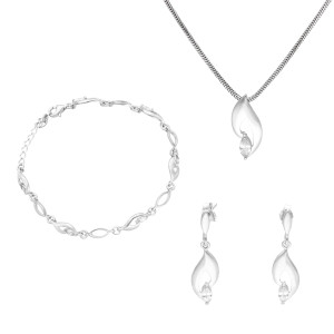 Komplet z białymi cyrkoniami srebro