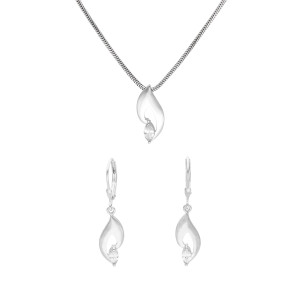 Komplet z białymi cyrkoniami srebro